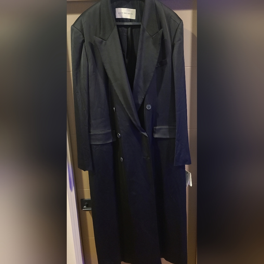 Dries Van Noten Black Oversized Double-Breasted Coat